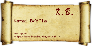 Karai Béla névjegykártya